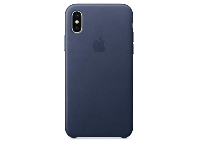 Калъфи Apple iPhone X Leather Case, в тъмносиньо
