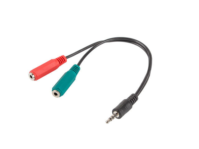 Кабели и Адаптери Lanberg Adapter 3.5mm 4pin M / 2 x 3.5mm F 0.2m - AD-0023-BK