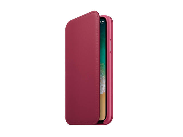 Калъфи Apple Leather Folio кожен калъф за iPhone X, череша