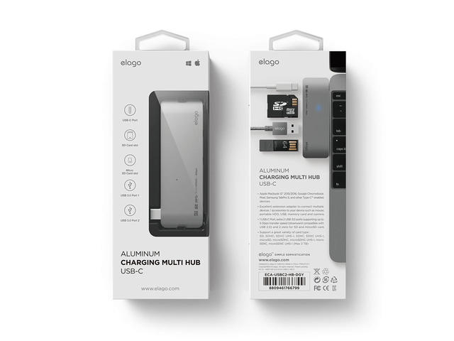 Кабели и Адаптери Elago Multi USB-C Hub, тъмносив