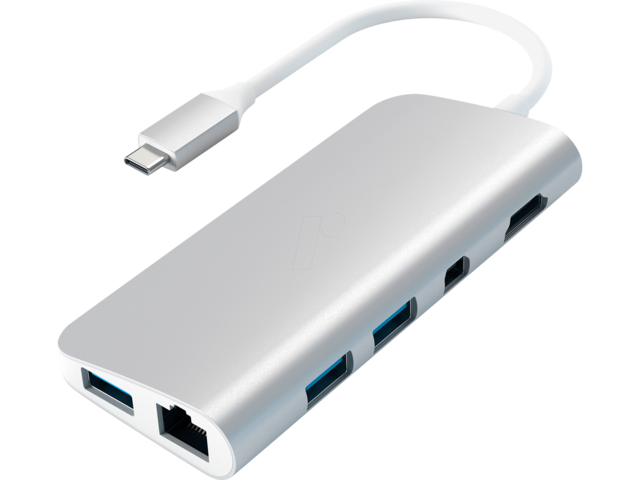 USB Хъб Satechi Aluminium TYPE-C Multimedia Adapter - Silver