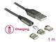Кабели и Адаптери Delock Magnetic USB Charging Cable Set for 8 Pin / Micro USB / USB Type-C™ anthracite 1 m