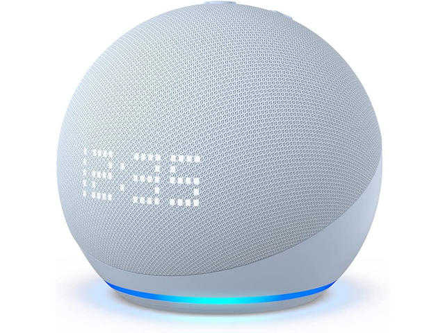 Колони Amazon Echo Dot 5 с часовник, Blue