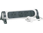 Разклонители Legrand PRE, шуко, 3X2P+E, въртящ се, 1,5м. кабел, бяло/сиво
