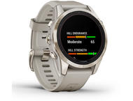 Смарт часовници Garmin fenix 7S Pro Sapphire Solar Edition - Soft Gold с Limestone кожена каишка