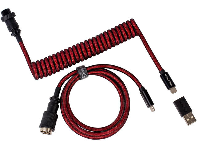 Кабели за клавиатури Keychron Premium Coiled Aviator, USB-C - USB-C, червен