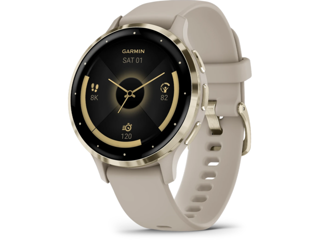Смарт часовници Garmin Venu 3S Soft Gold безел с French Grey корпус и силиконова каишка 