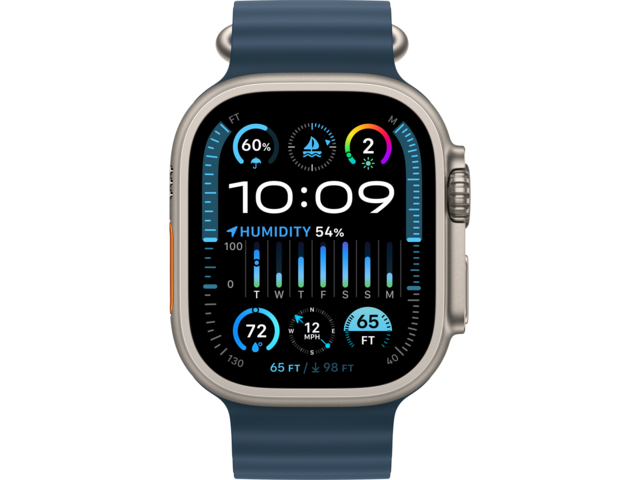 Смарт часовници Apple Watch Ultra2 Cellular, 49mm Titanium Case w Blue Ocean Band
