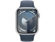 Смарт часовници Apple Watch S9 Cellular 45mm Silver Alu Case w Storm Blue Sport Band - S/M