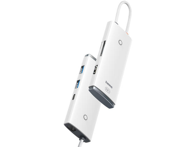USB Хъб Baseus Lite Series USB Type C, бял