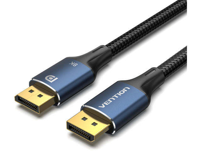 Кабели и Адаптери Vention кабел Display Port 1.4 DP M / M 8K 2m - Cotton Braided, Blue Aluminum Alloy