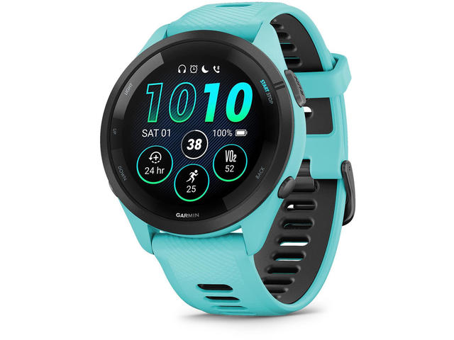 Смарт часовници Garmin Forerunner 265 Black безел с Aqua корпус и Aqua/Black каишка 