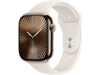 Смарт часовници Apple Watch S10 GPS + Cellular 46mm Gold Titanium Case with Starlight Sport Band - S/M