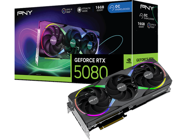 Видео карти PNY GeForce RTX 5080 ARGB EPIC-X 16GB Triple Fan OC