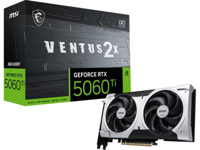 Видео карти MSI GeForce RTX 5060 Ti 8G VENTUS 2X OC PLUS