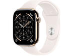 Смарт часовници Apple Watch Series 11 GPS + Cellular 42mm Gold Titanium Case with Light Blush Sport Band - M/L
