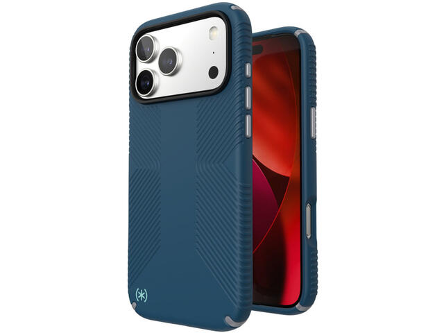 Калъфи Speck iPhone 17 Pro Max, Presidio2 Grip, MagSafe, Deep Sea/Silver Metallic