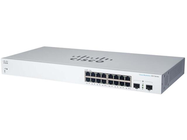 Мрежово оборудване Cisco CBS220 Smart 16-port Gigabit PoE 130W 2x1G SFP uplink