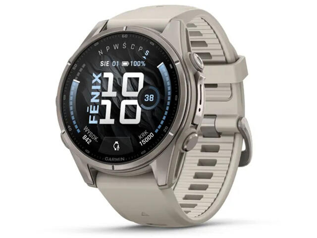 Смарт часовници Garmin fēnix 9 - 43 мм - Titanium с French gray силиконова каишка