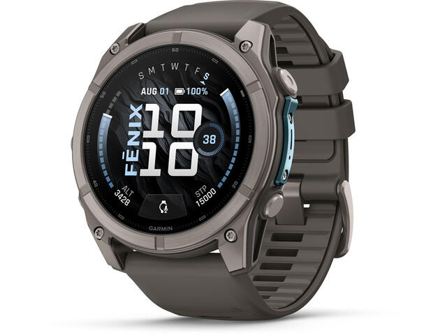 Смарт часовници Garmin fēnix® 9 - 51 мм - Titanium с Pebble Grey силиконова каишка