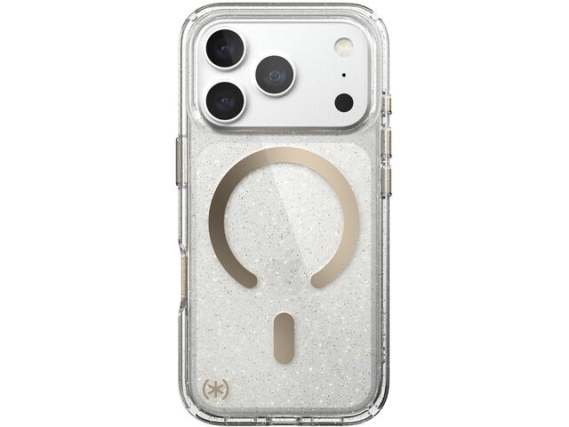 Калъфи Speck Presidio Lux Glitter MagSafe Apple iPhone 18 Pro Case,  Clear/Gold Glitter